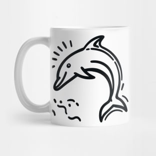 Stick Figure of a Dolphin in Black Ink Mug